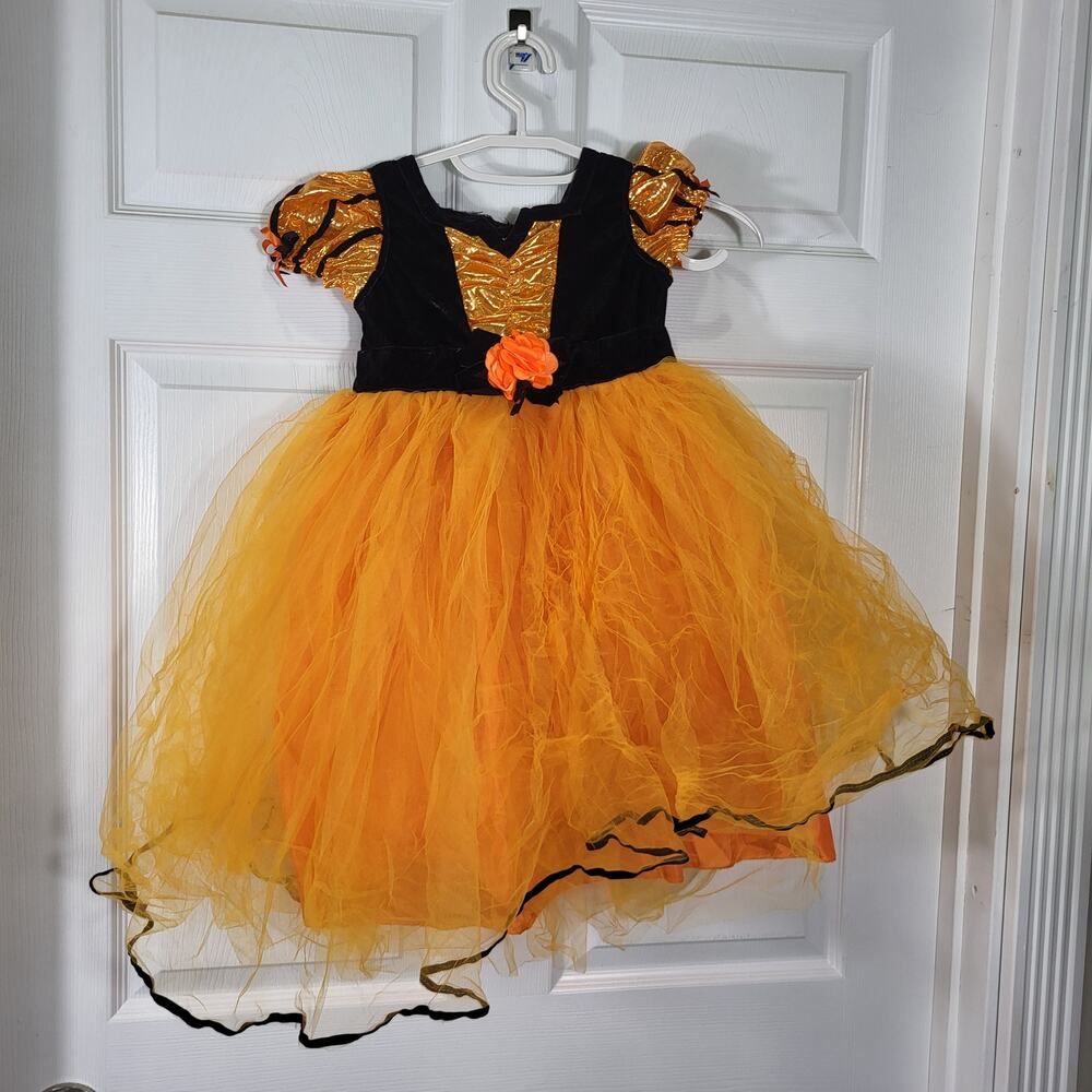 Halloween Costume Witch Orange princes pumpkin Dress Eek Girls SZ 2T- 3T